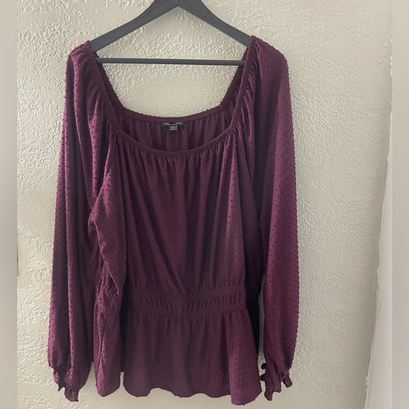 Lane Bryant Tops - Women’s Plum Textured Peasant Blouse